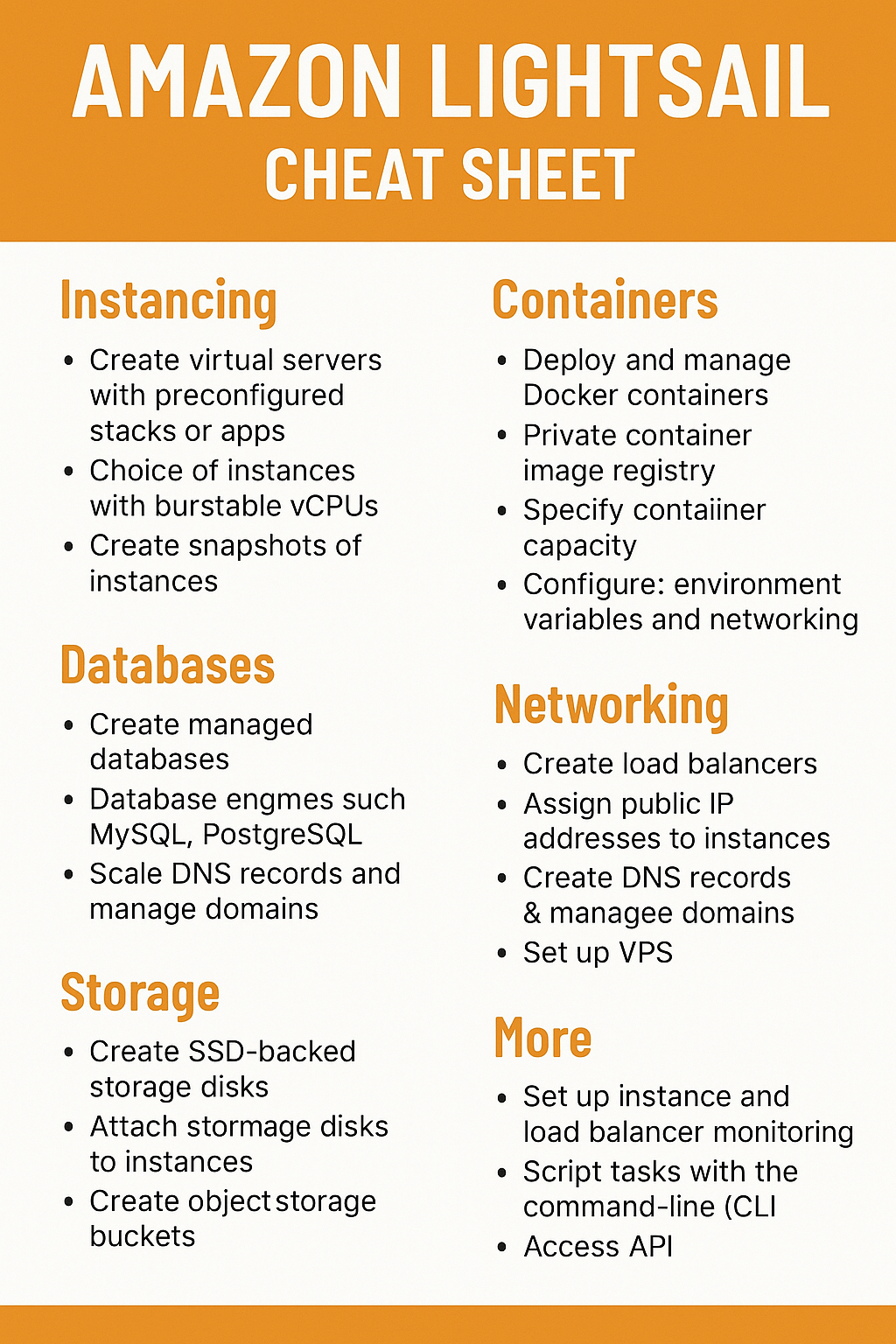 Amazon Lightsail Cheatsheet