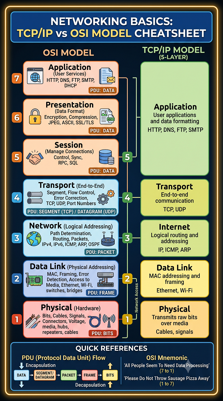 Networking Basics TCP IP OSI Cheatsheet