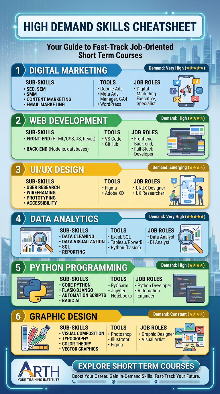 High Demand Skills Cheatsheet for Short Term Courses