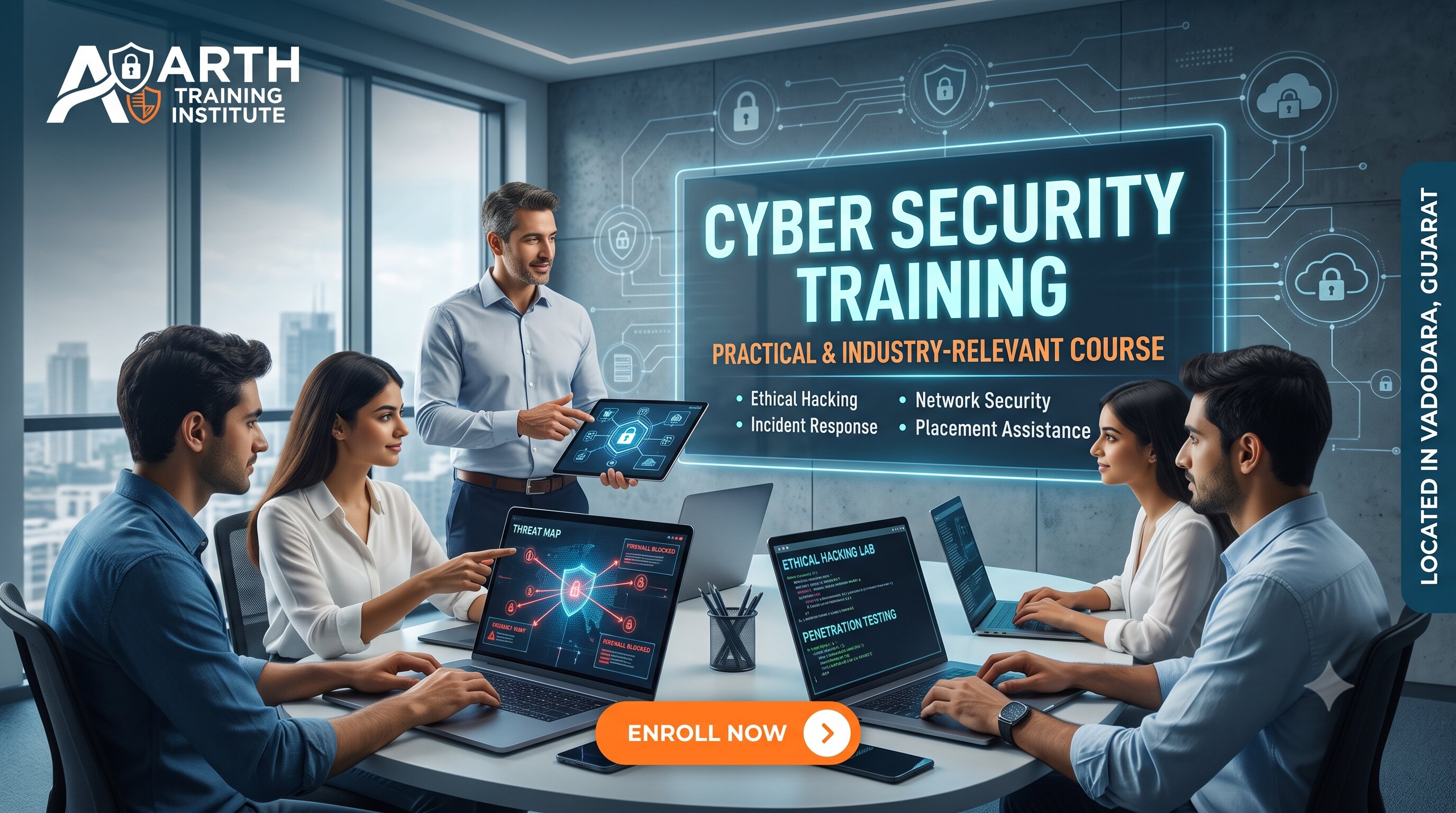 Cyber Security training classroom at Arth Training Institute, Vadodara