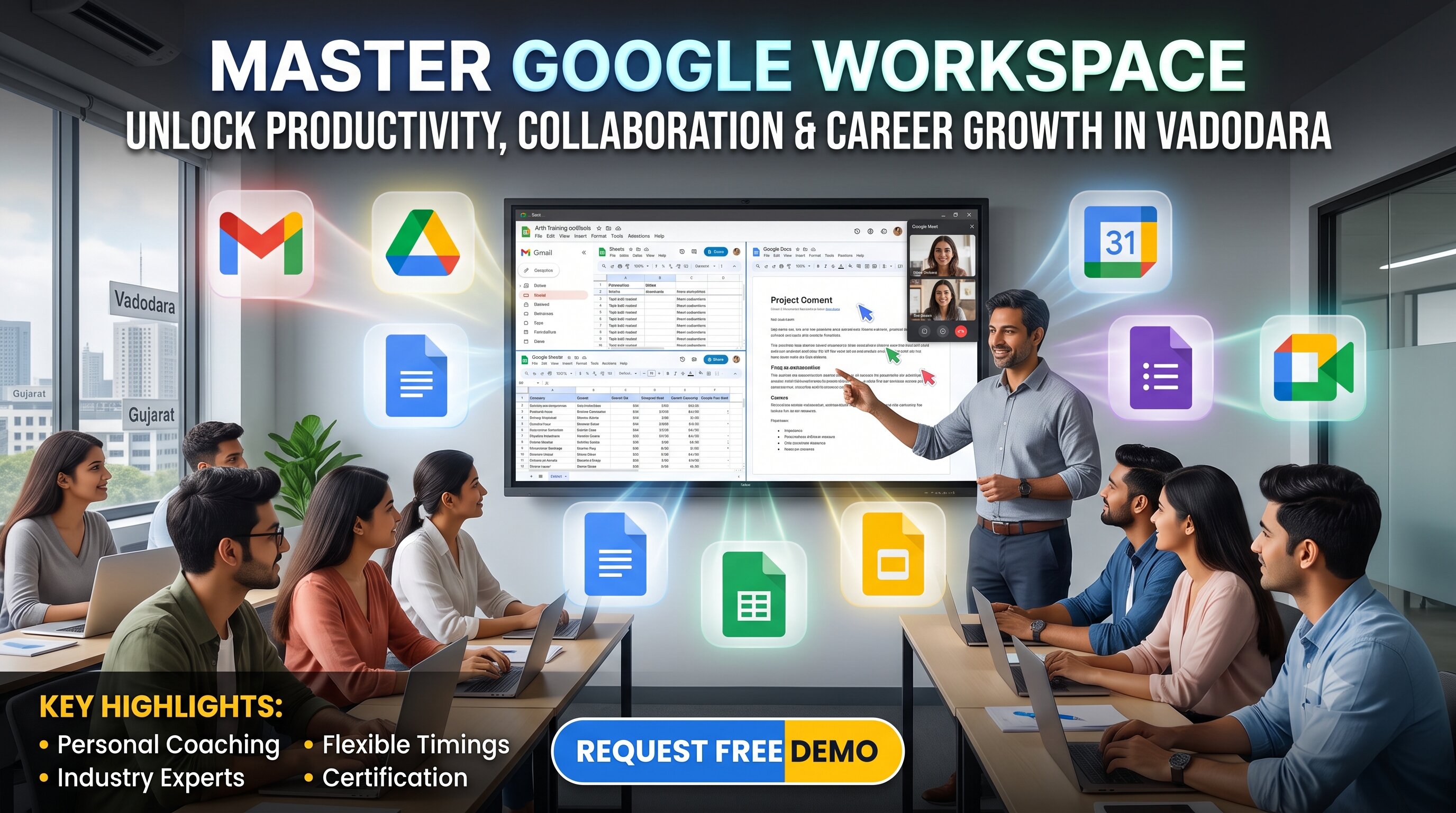 Google Workspace training classroom at Arth Training Institute, Vadodara