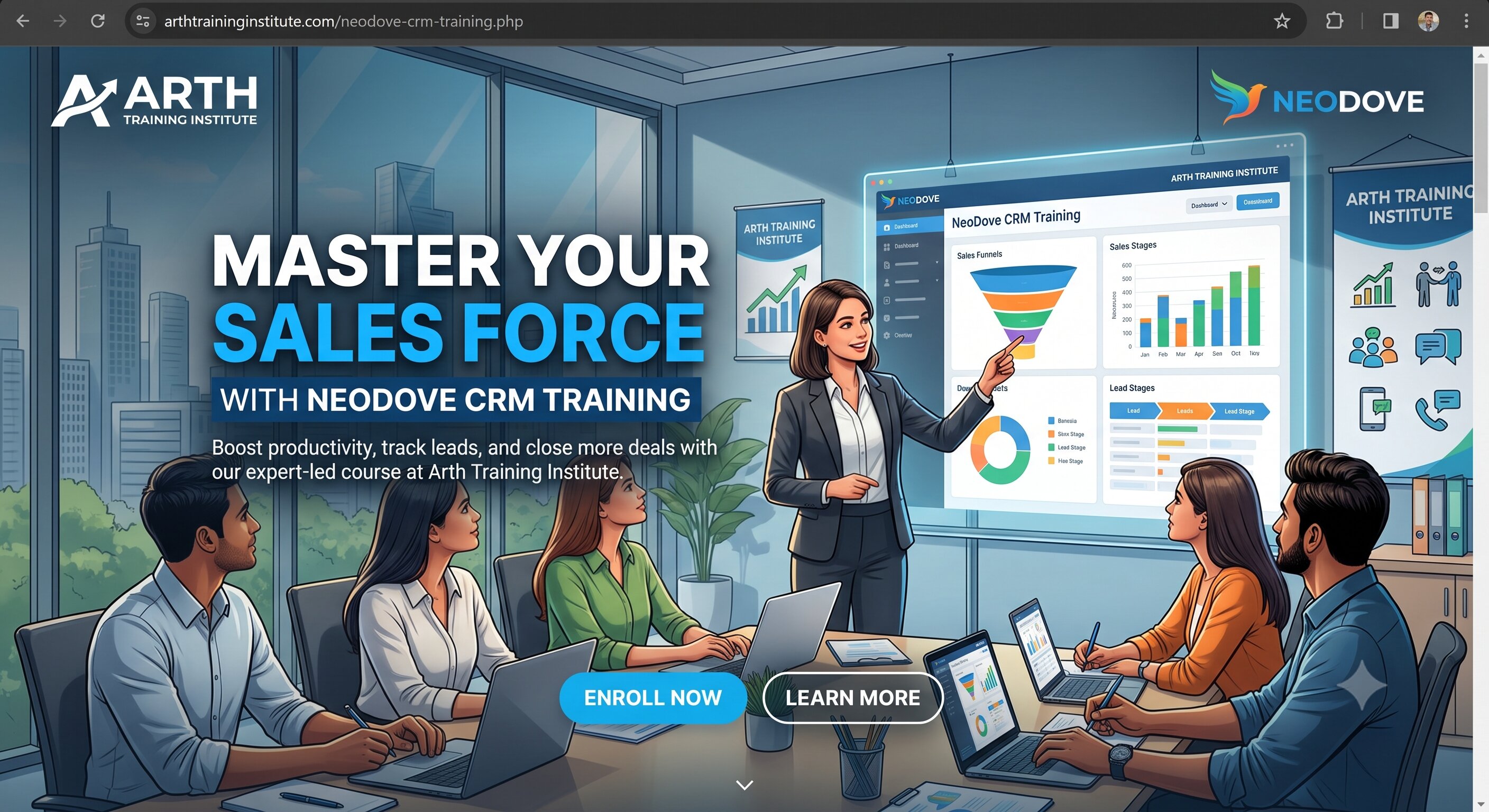 NeoDove CRM training classroom at Arth Training Institute, Vadodara
