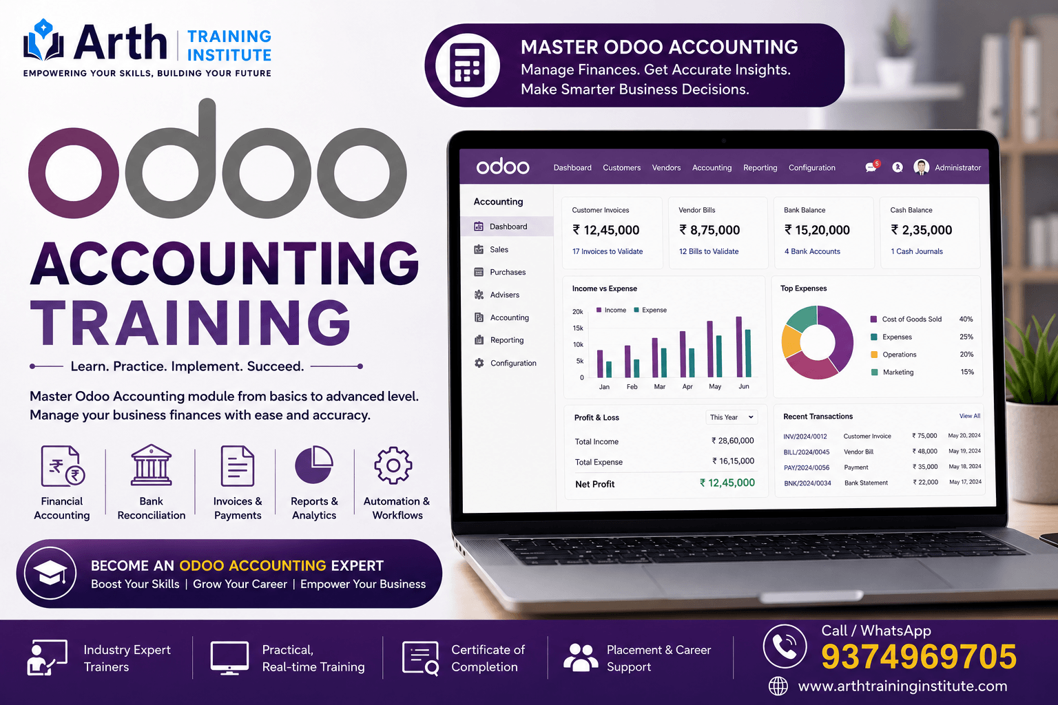 Odoo Accounting training classroom at Arth Training Institute, Vadodara