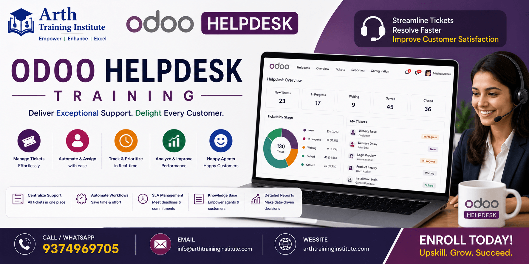 Odoo Helpdesk training classroom at Arth Training Institute, Vadodara