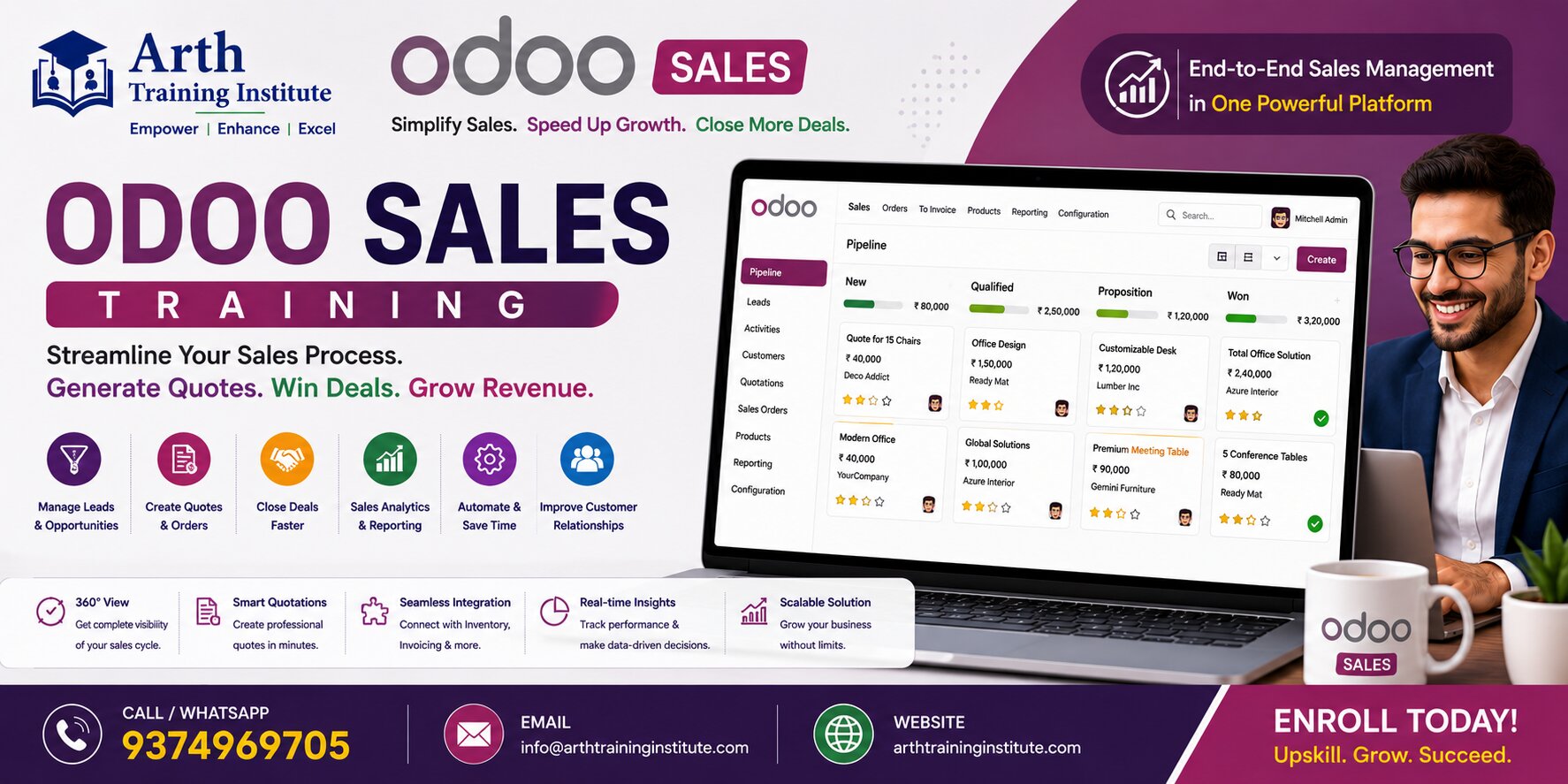 Odoo Sales training classroom at Arth Training Institute, Vadodara