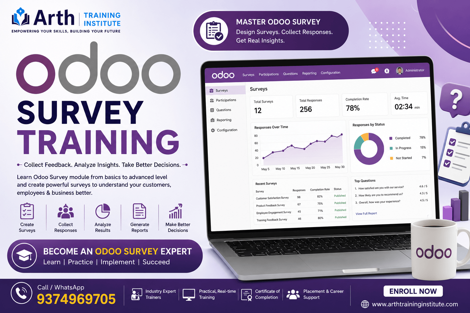 Odoo Survey training classroom at Arth Training Institute, Vadodara