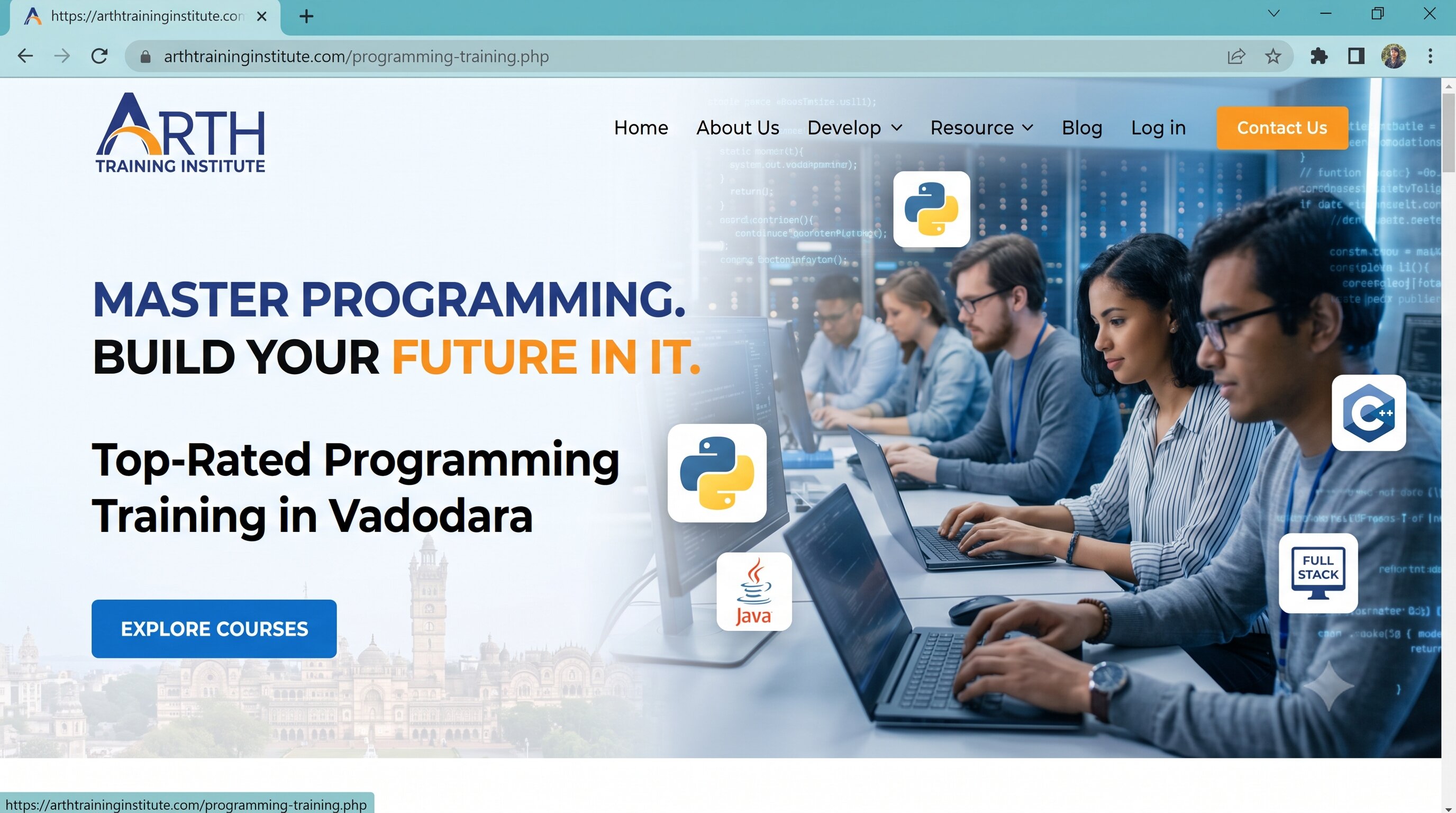 Programming and coding classroom training at Arth Training Institute, Vadodara