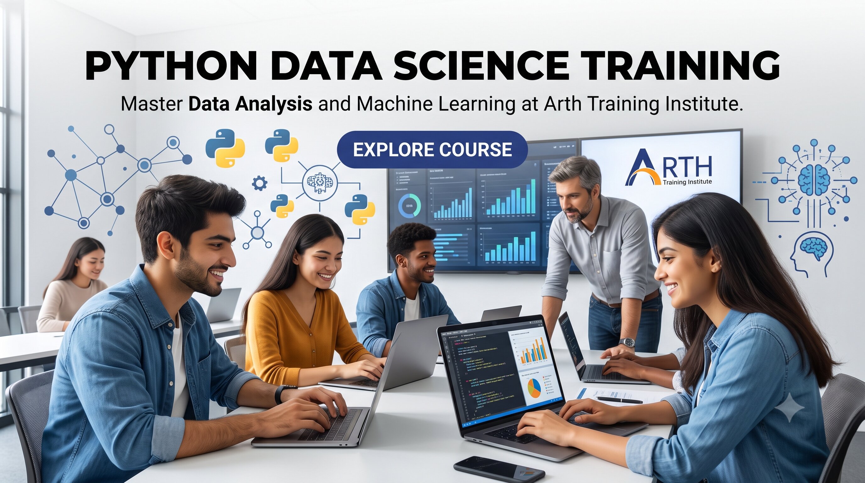 Python Data Science classroom at Arth Training Institute, Vadodara