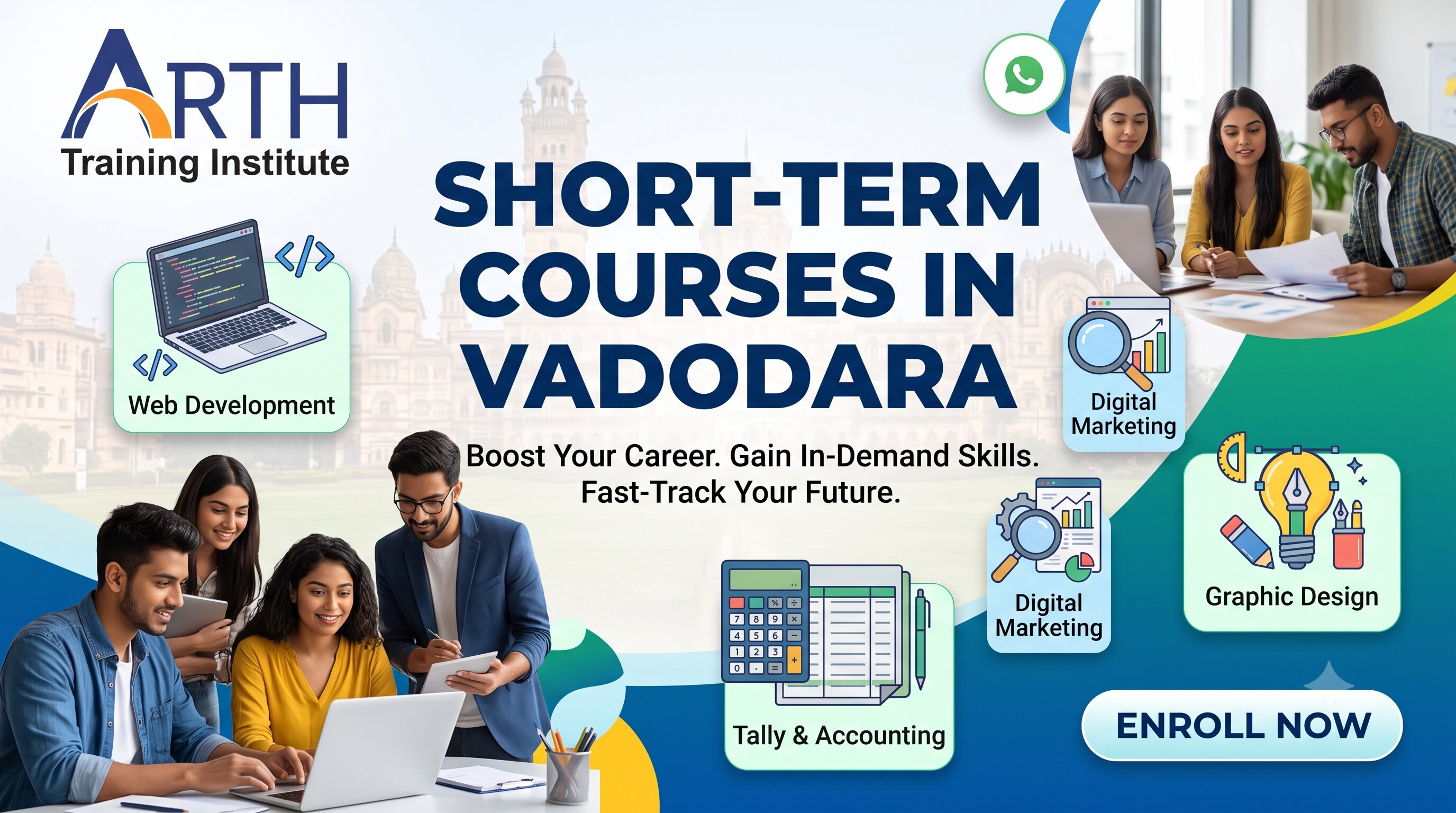 Students engaging in practical short term IT and skill training in Vadodara