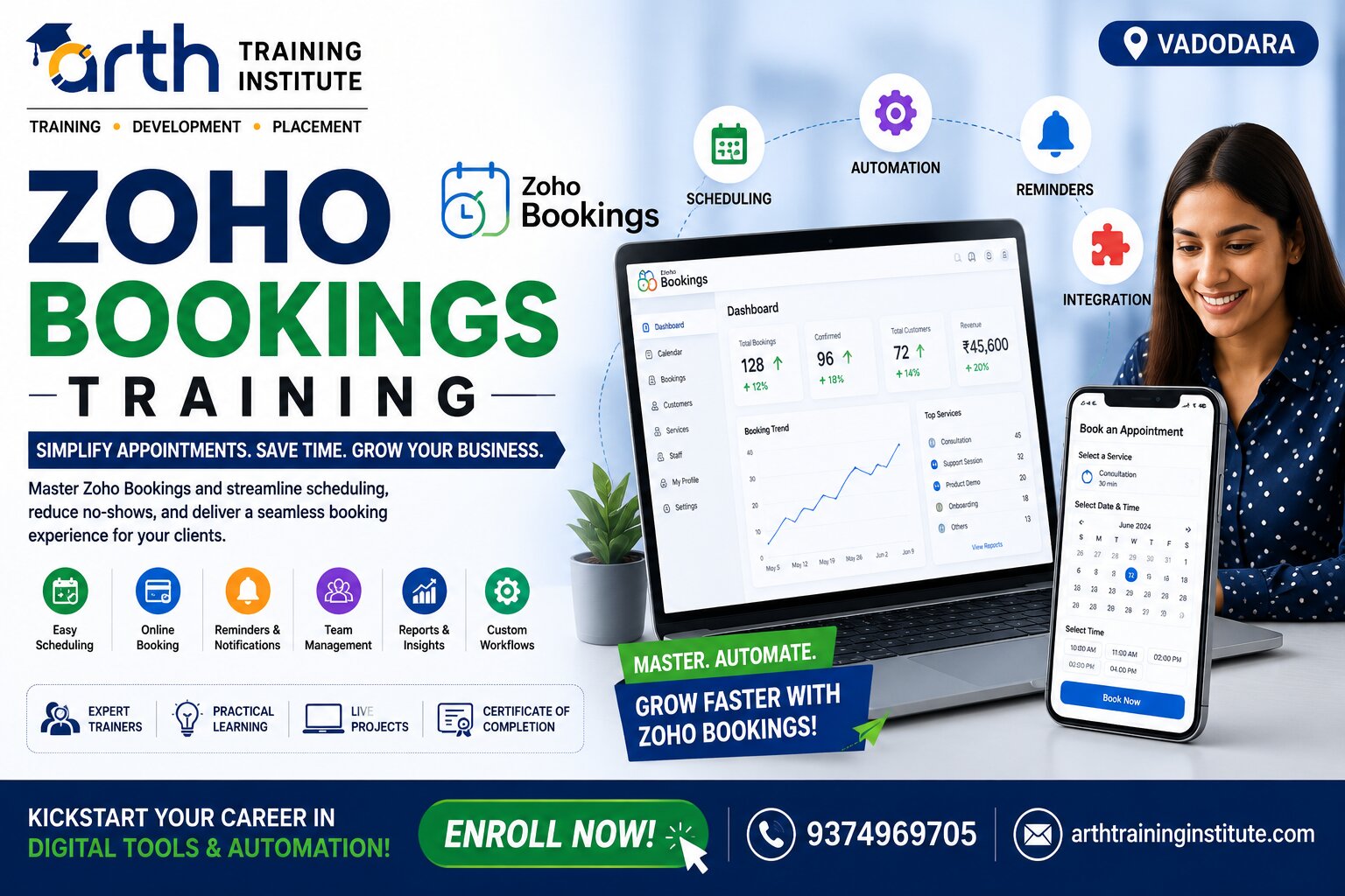 Zoho Bookings training classroom at Arth Training Institute, Vadodara