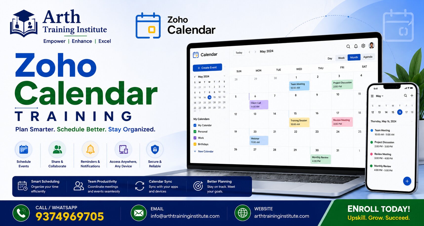 Zoho Calendar practical training session at Arth Training Institute, Vadodara