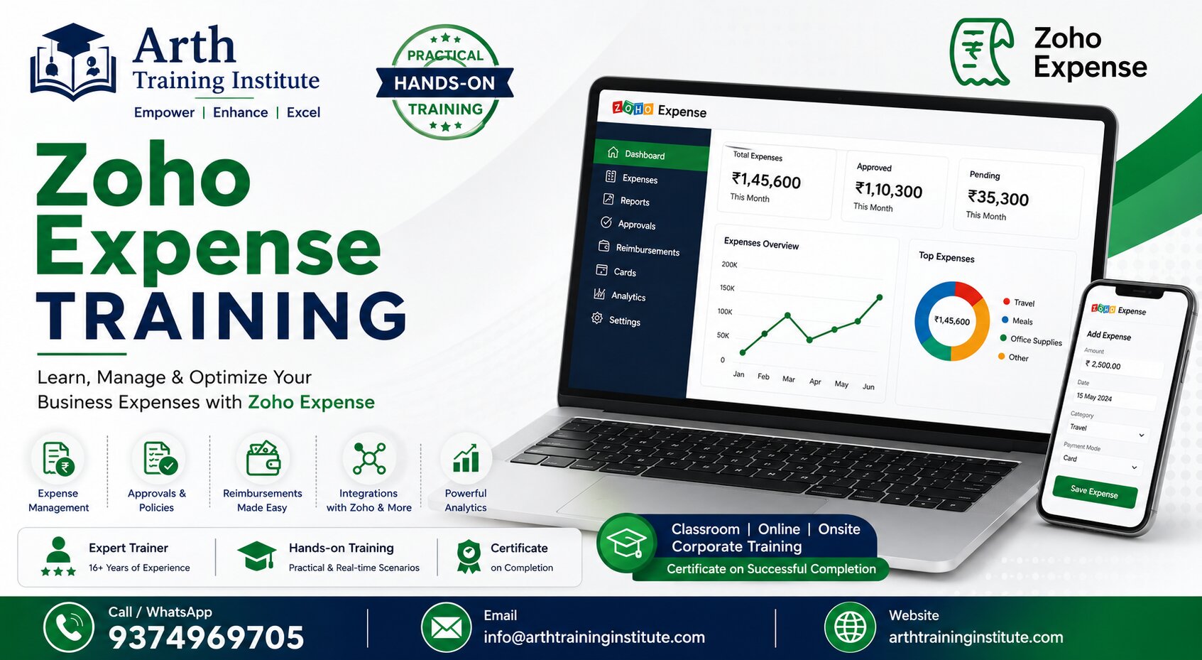 Zoho Expense training practical session at Arth Training Institute, Vadodara