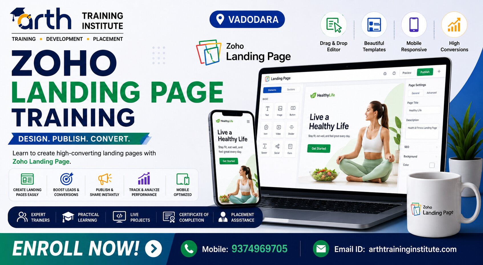Zoho LandingPage training classroom at Arth Training Institute, Vadodara